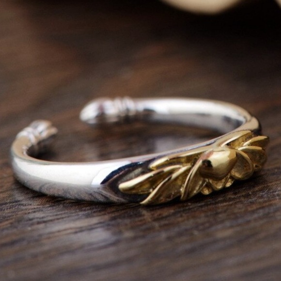 Silver and brass lotus adjustable ring - Picture 4 of 5